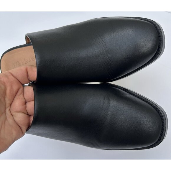 Madewell The Macarro Mule True Black Leather Heeled Slides Womens Size 6 Slip-on - Picture 4 of 11